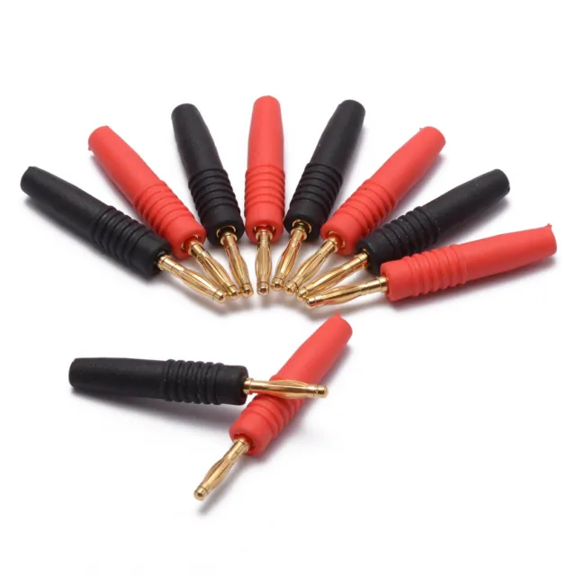 10pcs 2/4mm Red+Black Gold Plated Wire Solder Type Male Banana Plug Connector ~b 3