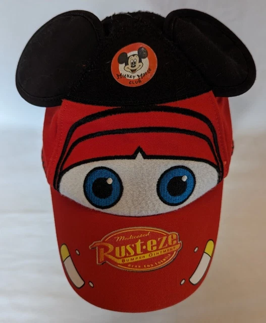 DISNEY LIGHTNING MCQUEEN Adjustable Youth Hat Red Cars Mickey Mouse