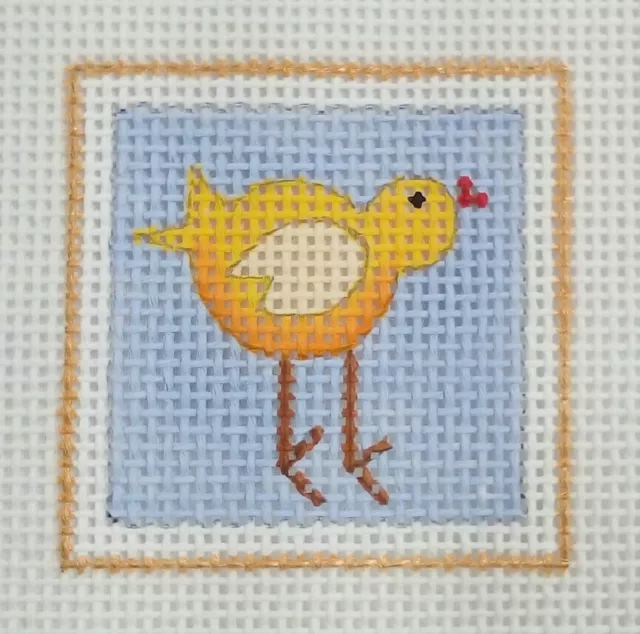 Melissa Shirley HP needlepoint BABY CHICK mini ornament 587-G 2.25" square 13m