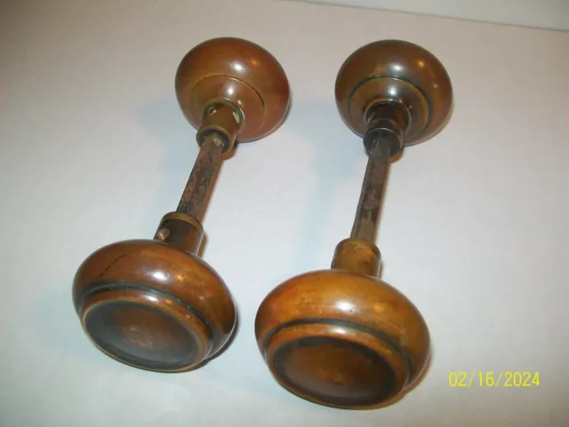 2 sets of Antique Brass Door Knobs with spindles 2-1/4"