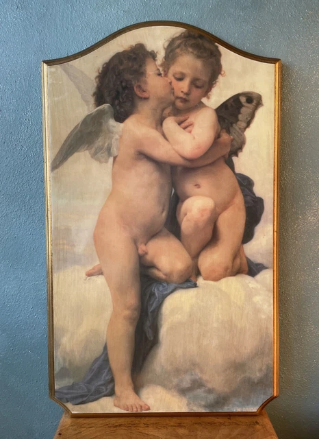 Angeli Cupido Bacio "Amore E Psiche, Bambini" Bouguereau - 1890 - Pannello