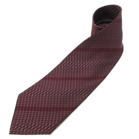 Giorgio Armani Tie Silk Regimental Stripes Red Tea Brown System a609
