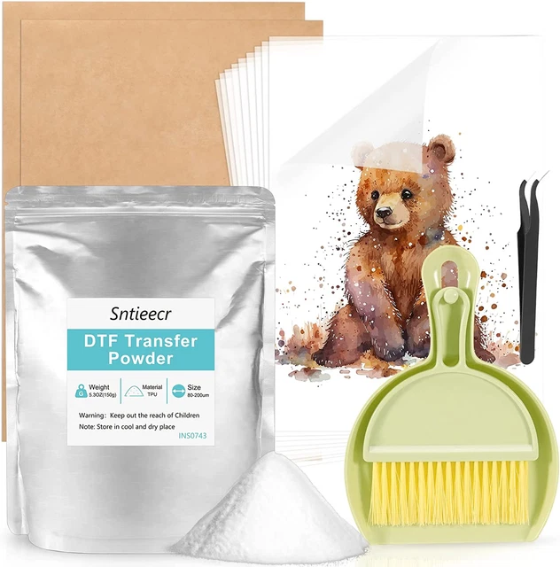 DTF Transfer Powder & Film Kit for DTF Printer 10 Sheets 5.3Oz