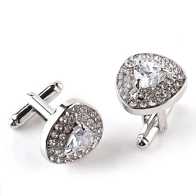 Fashion Shirt Cuff Button Triangle Zircon Crystal Cufflink Charm Jewelry Gif^V6