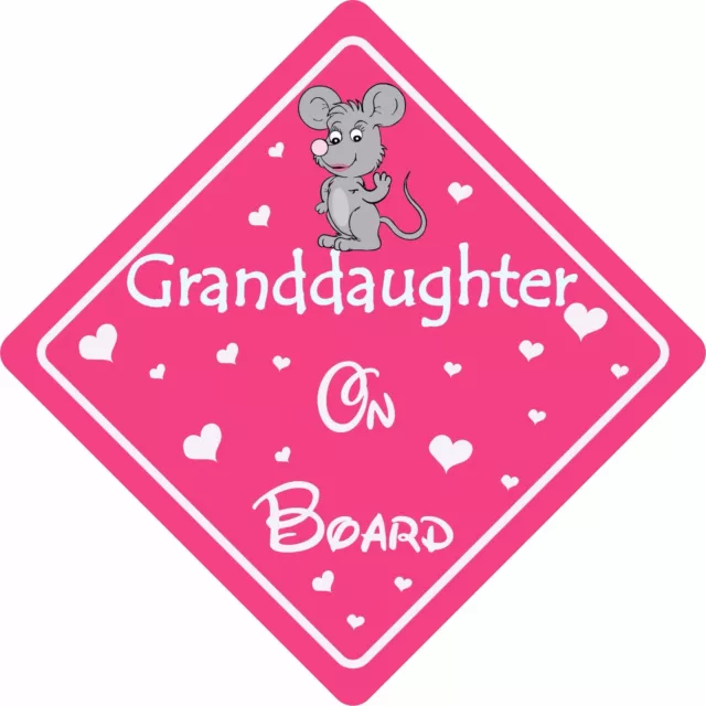 GRANDAUGHTER ON BOARD MOUSE Car Sign Sticker Baby Child Children Safety Kids