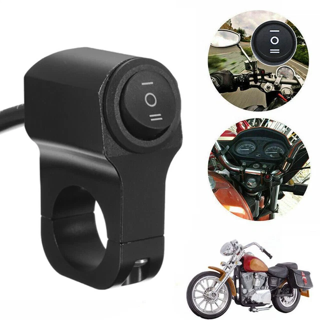 Universal Lenkerschalter 12V Für Motorrad & ATV - Wasserdichter Lichtschalter Mit 22mm Klemmung, Grüne Kontrollleuchte, 50cm Kabel
