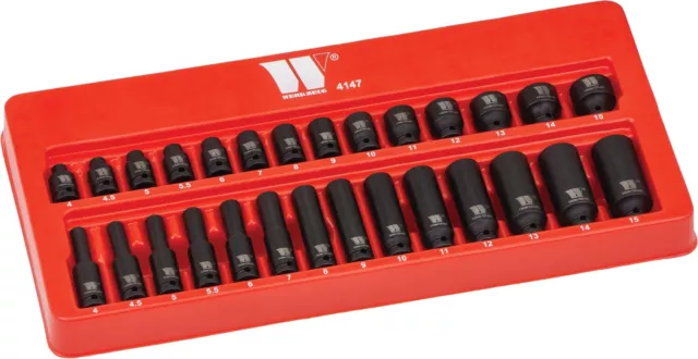 Welzh Werkzeug 28 Piece Impact 1/4" Drive Shallow And Deep Socket Set 4147-WW