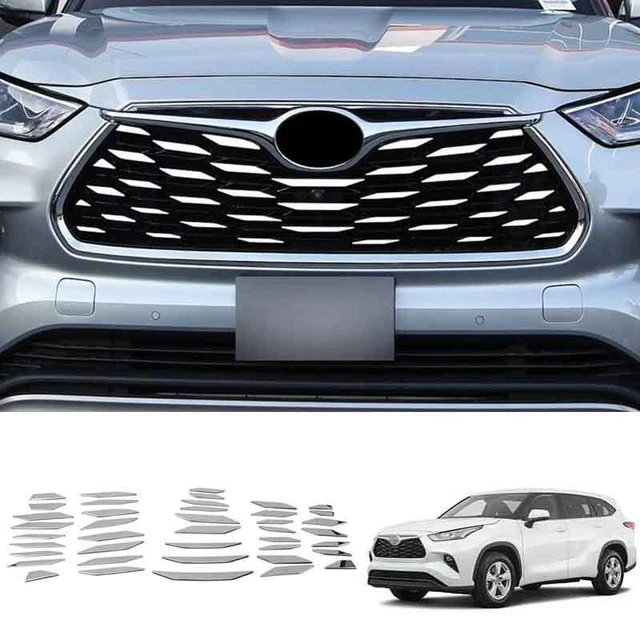 Chrome Steel Front Upper Bumper Mesh Grill Grille For Toyota Highlander 2020-23