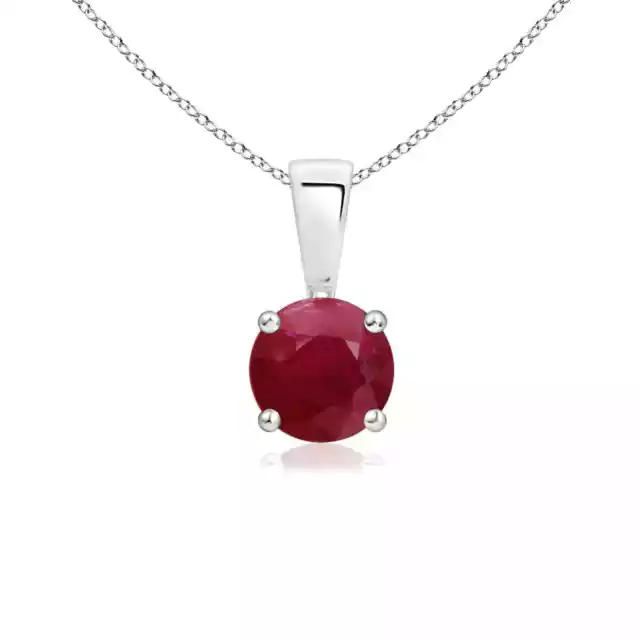 ANGARA Classic Round Ruby Solitaire Pendant in 14K Solid Gold | 18" Chain