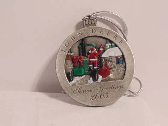 2003 John Deere Pewter Christmas Tree Ornament 8th In The Series