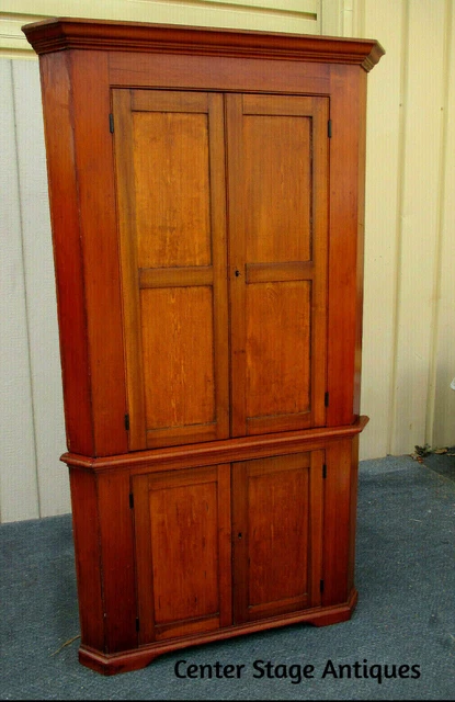 63653 Antique Pine 2 pc Corner Cabinet Curio Bookcase 63653 Antique Pine 2 pc Corner Cabinet Curio Bookcase