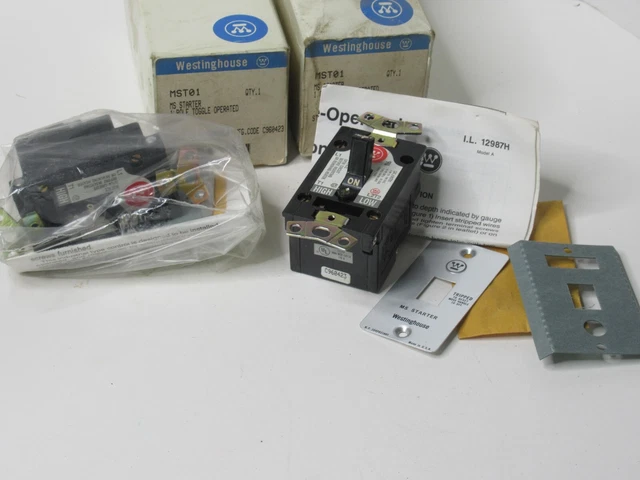 (NEW - Lot of 2) WESTINGHOUSE MST01 1 Pole Toggle Operated Manual Starter