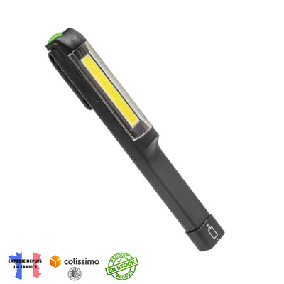 Lampe d'atelier avec crochet lampe de poche supérieure 3 W COB 3 W X4-LIFE Lampe de travail LED 701758 Batterie magnétique avec pince rotative noir/gris 
