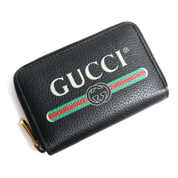 GUCCI Vintage Logo Print Coin Case 496319 0gcat 8163 Black #087