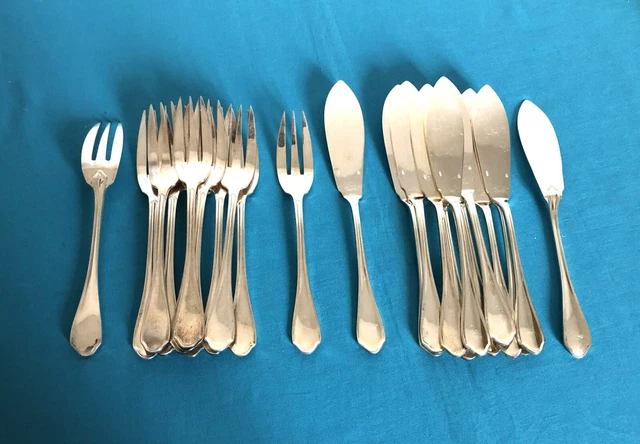 Coffret de 12 Couverts à poisson Ravinet D'Enfert 24 pièces métal argenté