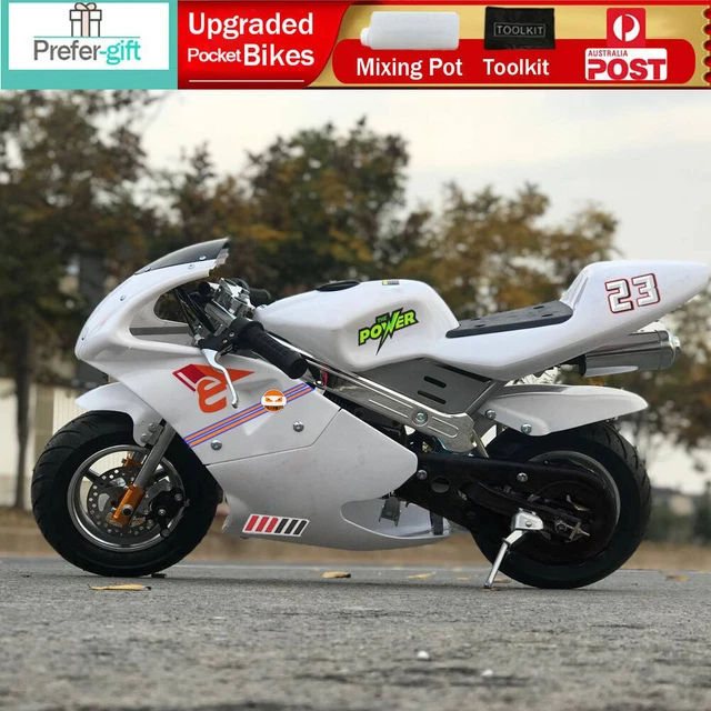 Pocket Bike Engine 49CC 50CC Mini Motorcycle Dirt Bike ATV Adult Kids Sale White