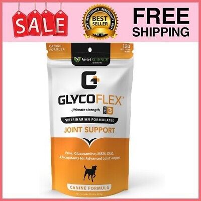 VetriScience Glycoflex Stage 3 Hip & Joint Support for Dog 120 Chews Exp 9/23