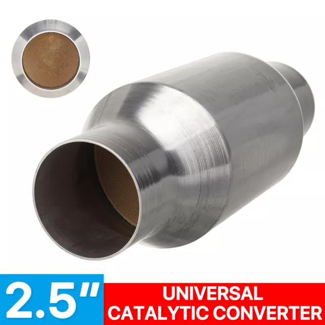 2.5'' inch Catalytic Converter High Flow Metal Core 400 Cell Stainless Steel