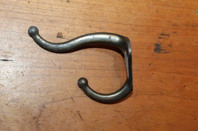 Vintage Coat Hat Closet Hook Brass Plate over Pot Metal O-33