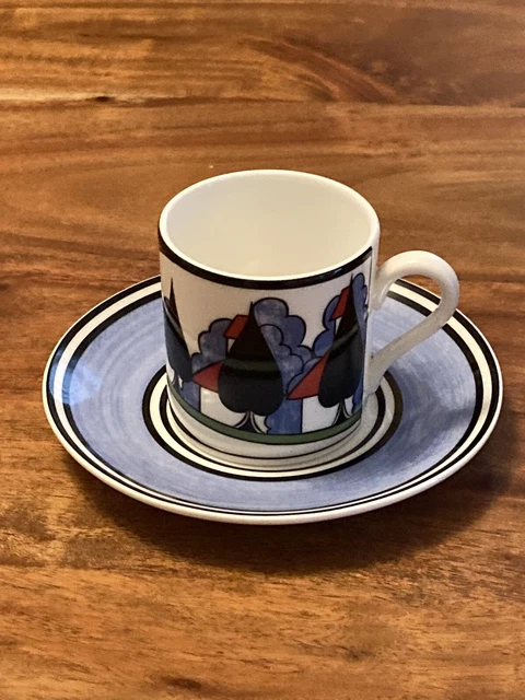 Clarice Cliff Wedgwood May Avenue Coffee Cup & Saucer Art Deco