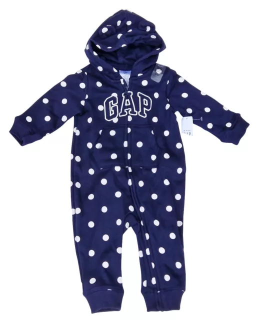 GAP Baby Mädchen Langarm Reißverschluss marineblau fleckig Baby Grow & Kapuzenstrampler MRRP £29