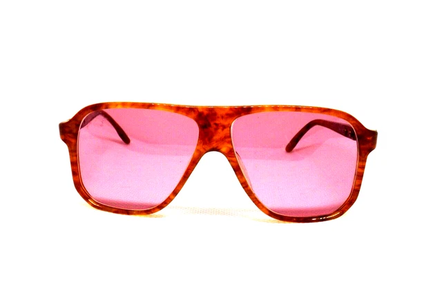 Lunettes De Soleil Vintage Homme EUROGLASS Années 80 - Monture Plastique Marron, Lentilles Brunes UV400 - Neuf Avec étiquettes