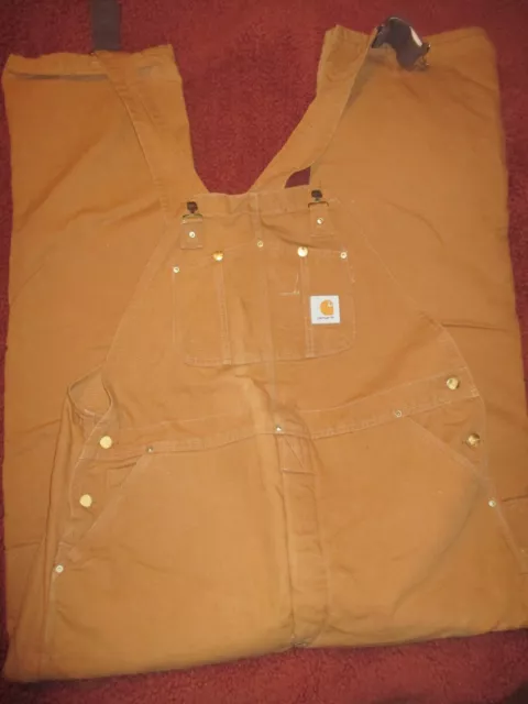 Carhartt Arctic Bib Overall Brown Duck Quilt lined VINTAGE US Made 42x34 RO2brw