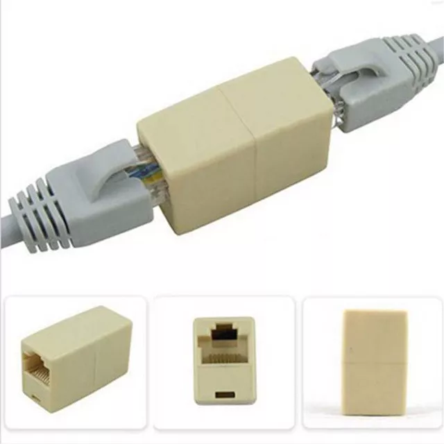 2 X RJ45 Network Ethernet Cable Adapter Coupler CAT5 5E Extender Plug Connector