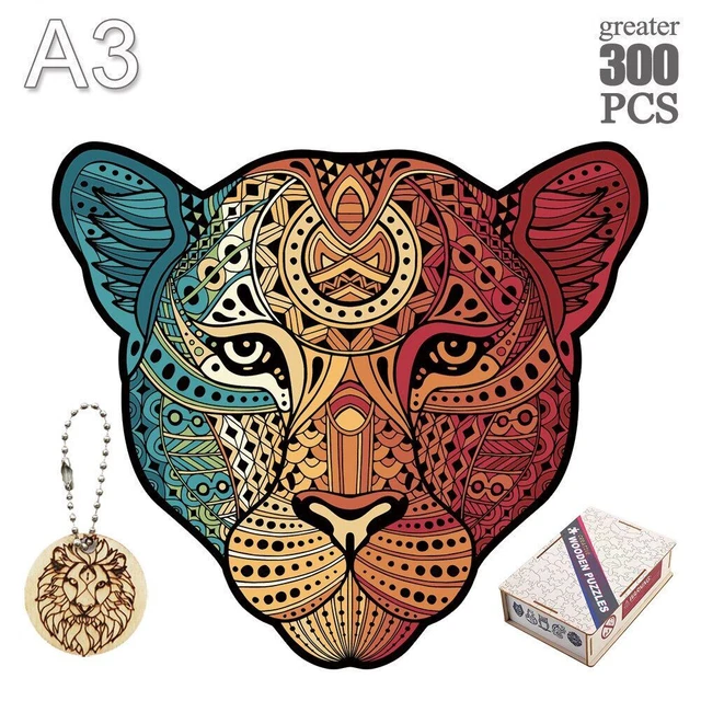 Leopard Wooden Jigsaw Puzzle Kids Adults DIY Crafts Games Educational Gifts Toys