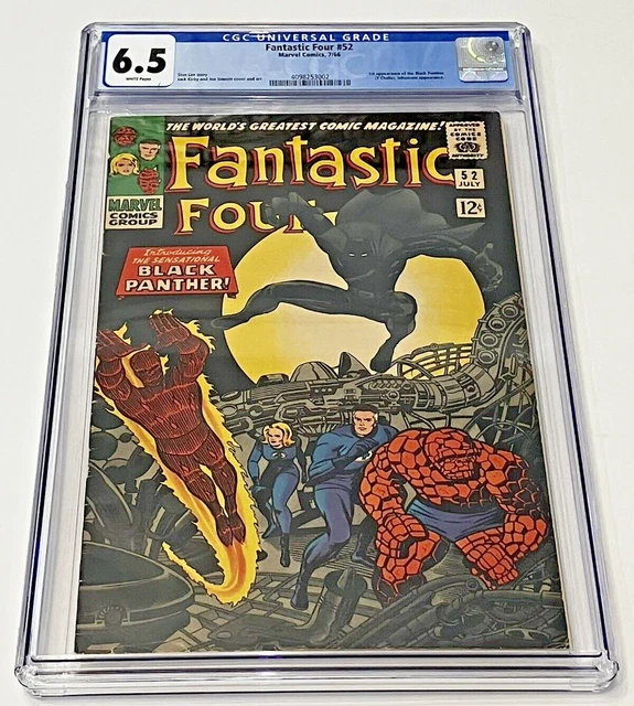 Fantastic Four 52 CGC 6.5 Marvel Comics 1966 1st Black Panther WHITE PAGES. KEY