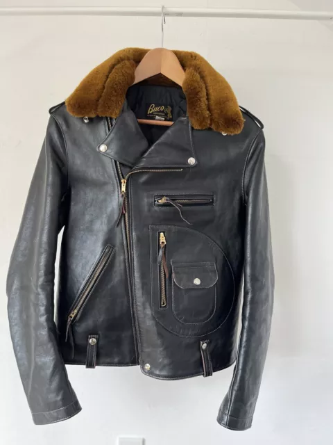 the real mccoy's BUCO J-24L Leather Jacket with detachable mouton collar Size 42
