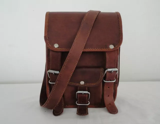9" Real Leather Messenger Bag Handbag Passport Camera Travel Mobile/iPad Satchel