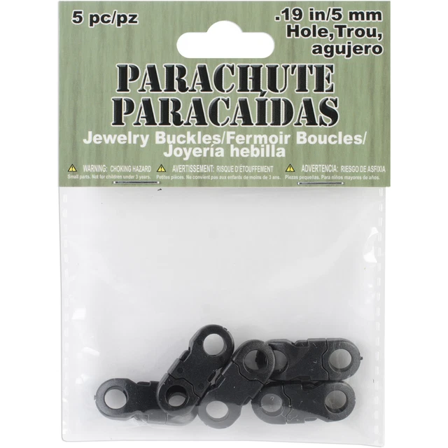 Hebillas de joyería paracaídas trenzado Pepperell 5 mm 5/paquete-negro - PCBUC10D