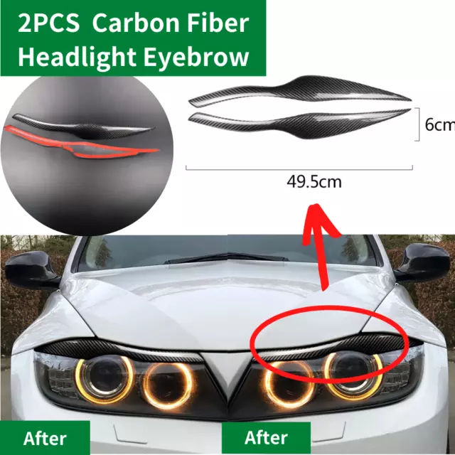 For BMW E90 E91 4DR 2005-2018 2PCS Real Carbon Fiber Head Light Eyelid Eyebrow