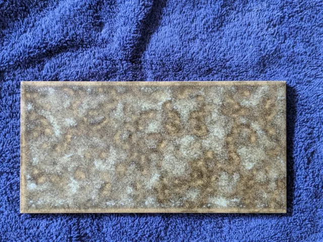 4 x Vintage 1970 Ceramic Floor Tiles, Dark Green Dappled Finish 20 x 10 x 0.8 cm