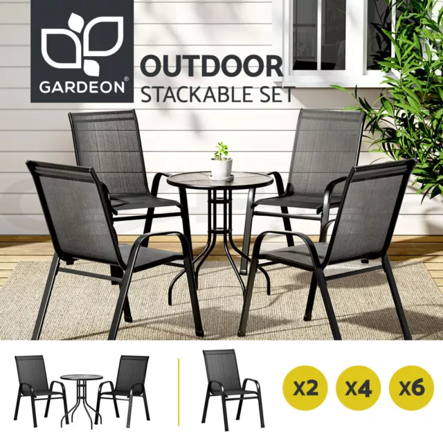 Gardeon Outdoor Furniture Table and chairs Stackable Bistro Set Patio Coffee