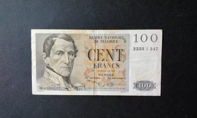 Billet De 100fr Belge Leopold 1er En Bon État, Craquant D'origine, 0 Epinglage