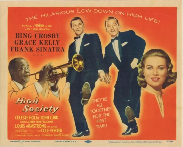 HIGH SOCIETY Original Title Lobby card Bing Crosby Frank SInatra Grace Kelly