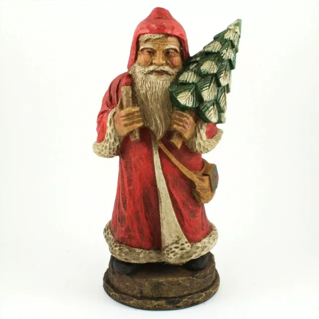 Vintage Duncan Hill 8.5" Old World Santa Figurine Carrying Christmas Tree #1504