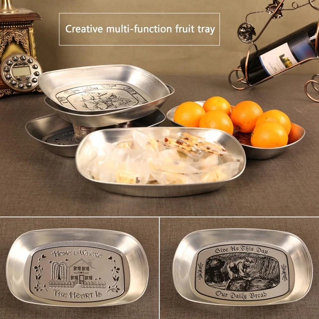 Tinplate Fruit Plate Retro Boat Shaped Melon Seeds Snack TraT8