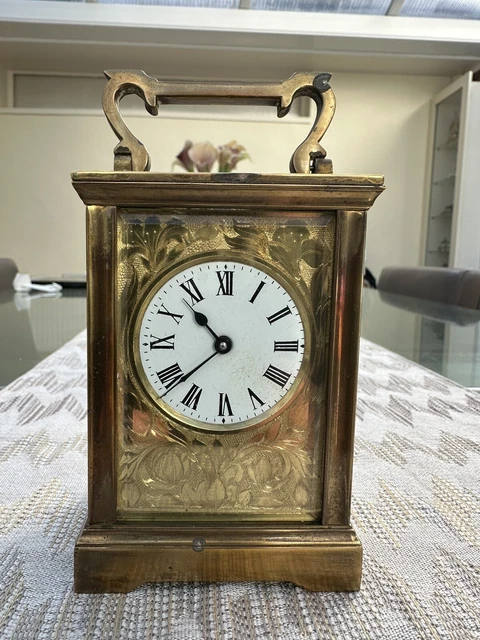 Beautiful, Mid 19th Century, Carriage Clock With Hand Painted Landscape Panels