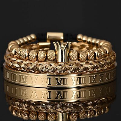 Luxury Roman Royal Crown Charm Bracelet Men Geometry Bracelets New Jewelry Gift