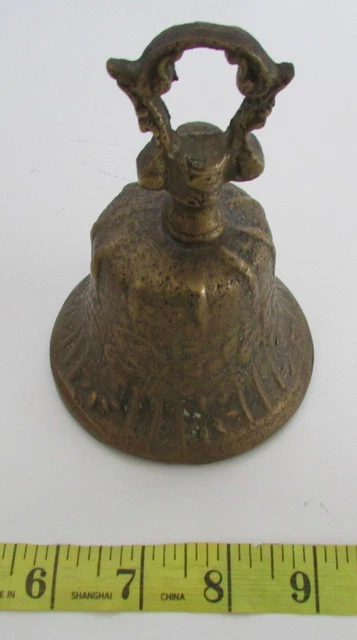 Beautiful Vintage Mid Century Solid Brass Ornate Decorative Heavy Dinner Bell 10