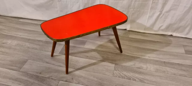 50er 60er Beistelltisch Blumenhocker rot  Holz Mid Century Vintage