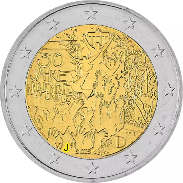 2 Euro Gedenkmünze Deutschland 2019 bfr. - Mauerfall J HAMBURG