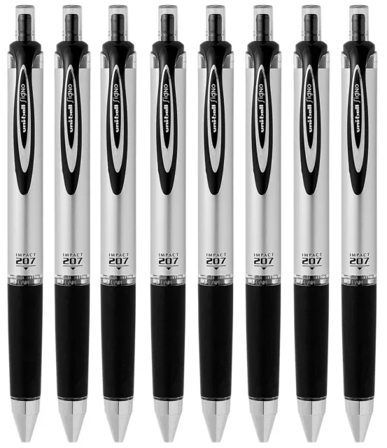 Uni-ball Impact RT Black Gel Ink Bold Point 8 Retractable Pens 1.0mm 207 Signo
