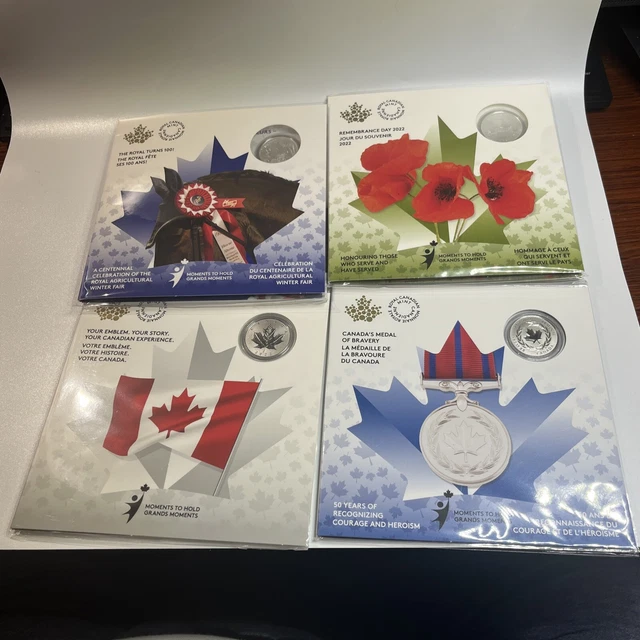 2022 CANADA – MOMENTS TO HOLD –Set of Four $5 Silver Coins FACTORY SEALED