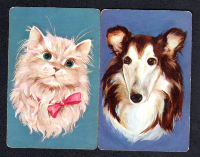 Vintage Swap/Playing Cards - Cat & Dog Portraits x 2