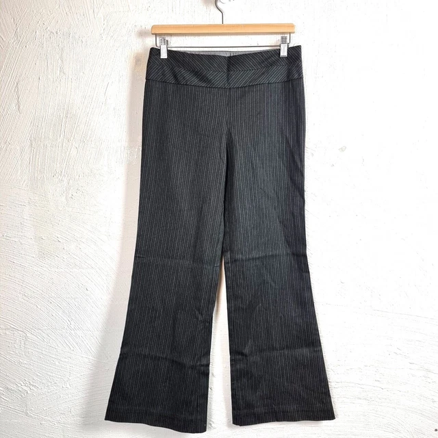Vintage SUSSAN Womens Pants Size 10 Black/Grey Pinstripe Flared Mid Rise