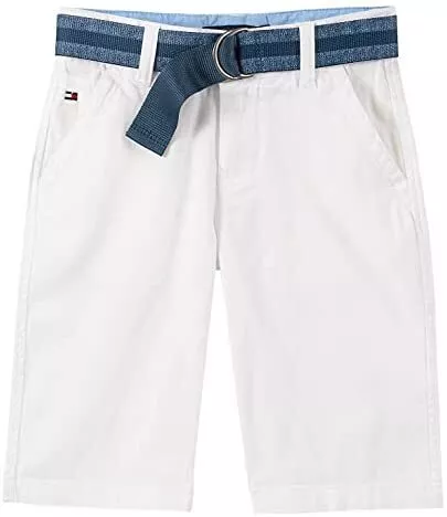 Tommy Hilfiger Boys Belted Flat-Front Chester Twill Short, 4 Functional Pockets,